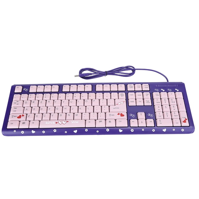 Computer Keyboard, USB Wired Keyboard, Ultra Thin Cute Cartoon Keyboard With Silicone Pad Adjustable Bracket For Laptop Universal