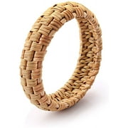 GISNEZE Rattan Bracelet for Women Handmade Lightweight Straw Wicker Braid Woven Bangle Bracelet Statement Chunky Bangle Bracelet