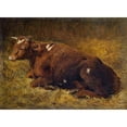 thumbnail image 2 of Alfred Baker 18x14 Gold Ornate Wood Frame and Double Matted Museum Art Print Titled - A Cow Lying on the Ground (1865-1872), 2 of 4
