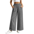 thumbnail image 2 of Sevevn Women’s Elastic High-Waisted Tiered Hem Palazzo Pants Flowy Wide Leg Casual Trousers with Side Pockets, 2 of 8