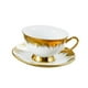 thumbnail image 4 of Juego de taza de café de cerámica con platillo Juego de taza de té de la tarde 7oz Delicado con oro Blanco, 4 of 9