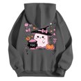 thumbnail image 5 of YDFCWXW Fall Hoodies for Women Oversized Halloween Cute Pumpkin Ghost Graphic Long Sleeve Sweatshirt With Pocket Pullover Shirt Top (Dark Gray, S), 5 of 5