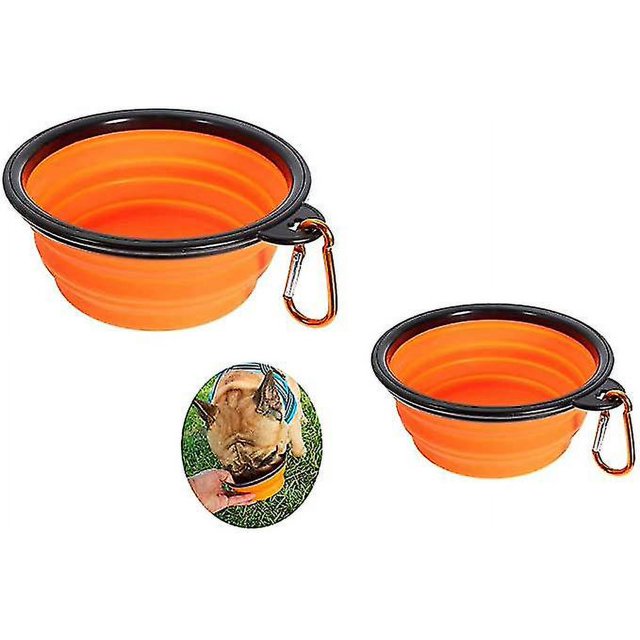 Cuenco para Mascotas Cuenco Plegable Portátil Gato Y Perro Hebilla De Anillo De Silicona 1 Pieza Naranja Baoji En Vedette