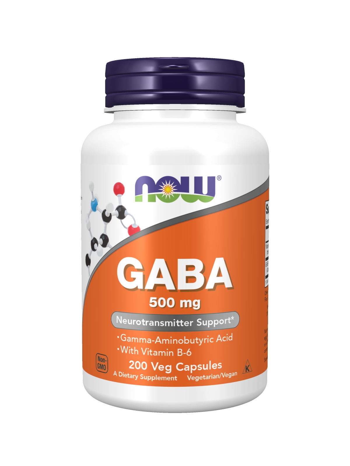 NOW Supplements, GABA 500 mg + B-6, 200 Veg Capsules
