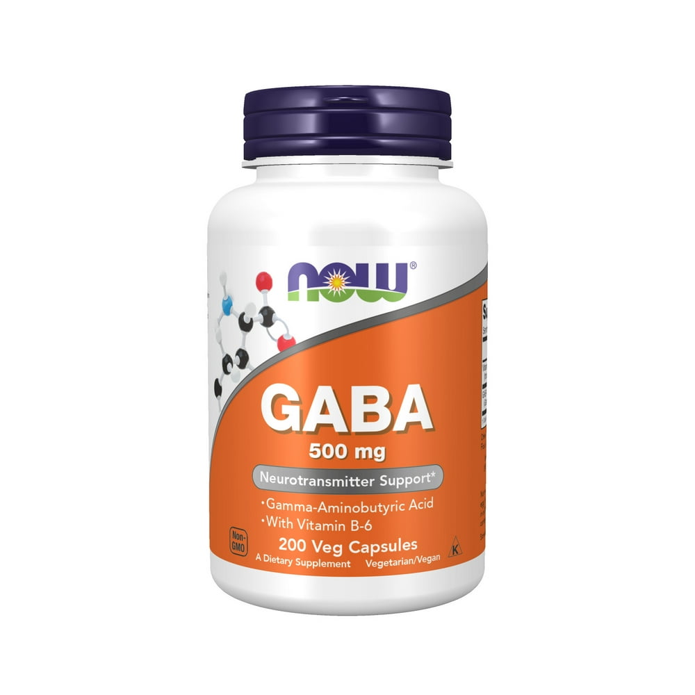 NOW Supplements, GABA (GammaAminobutyric Acid) 500 mg + B6, Natural
