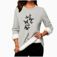 thumbnail image 3 of Craaazy Tops For Women Round Neck Long Sleeve Sweaters Lamb Wool Warm Shirts Gifts For Women, 3 of 3
