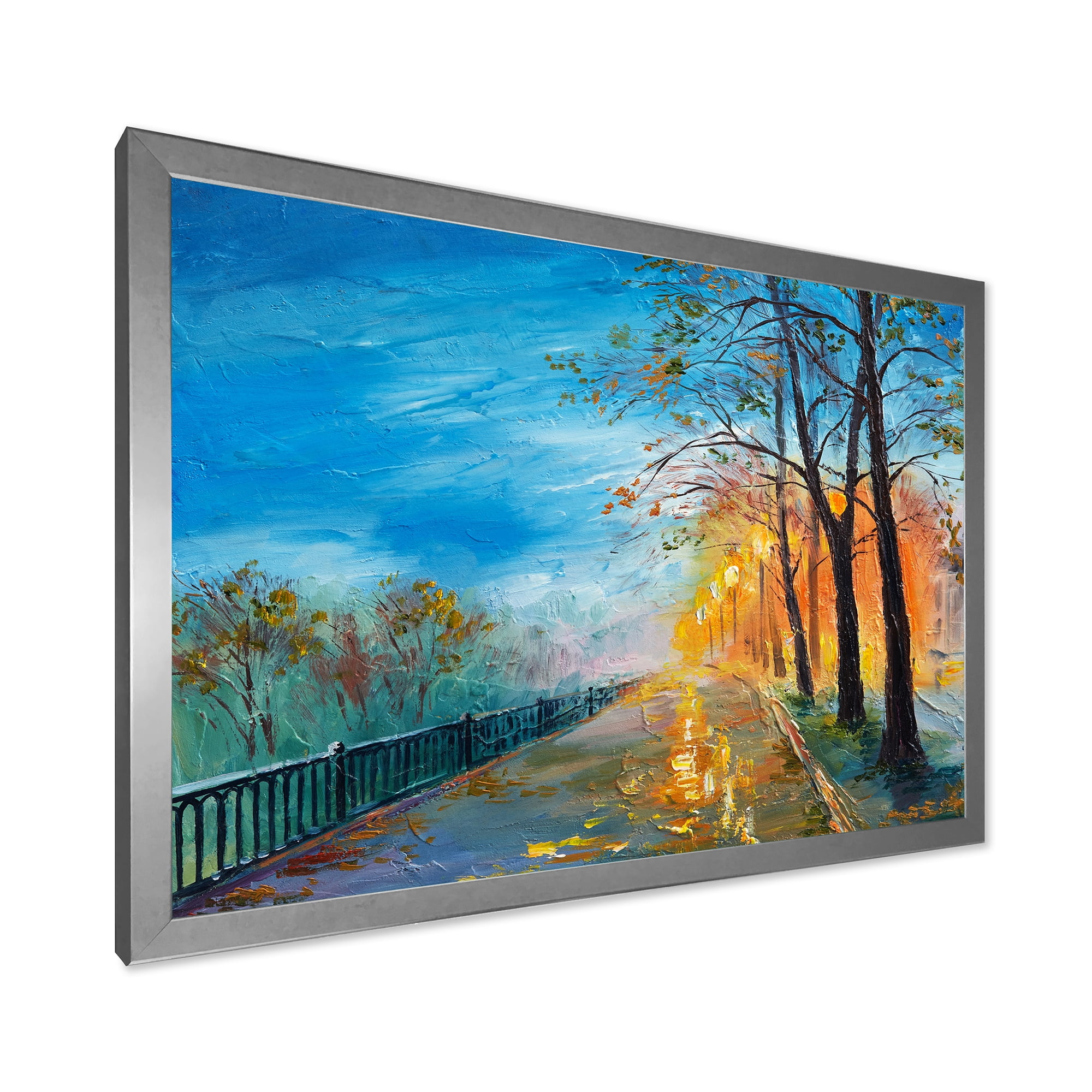 Designart 'Autumn Road in Evening' Traditional Framed Art Print