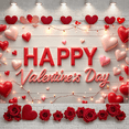 thumbnail image 6 of Red Heart Valentine's Day Banner Pink Flower Dance Party Display Balloon Decor Cupcake Design Romantic Backdrop for Valentine's Day Party Dance Event Romantic Celebration, 6 of 9