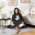 thumbnail image 4 of Wearable Blanket,Black White Cat Rose Moon Star Pattern Hooded Wearable Sherpa Blanket for Adults & Teens,Winter Poncho Shawl Wrap Cape Thick Warm,50"x60", 4 of 5