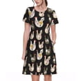 thumbnail image 1 of Easygdp Flowe Rooster para Vestido Transpirable de Mujer, Vestido Suelto de Manga Corta con Pliegues y Bolsillos para el Verano, 1 of 6