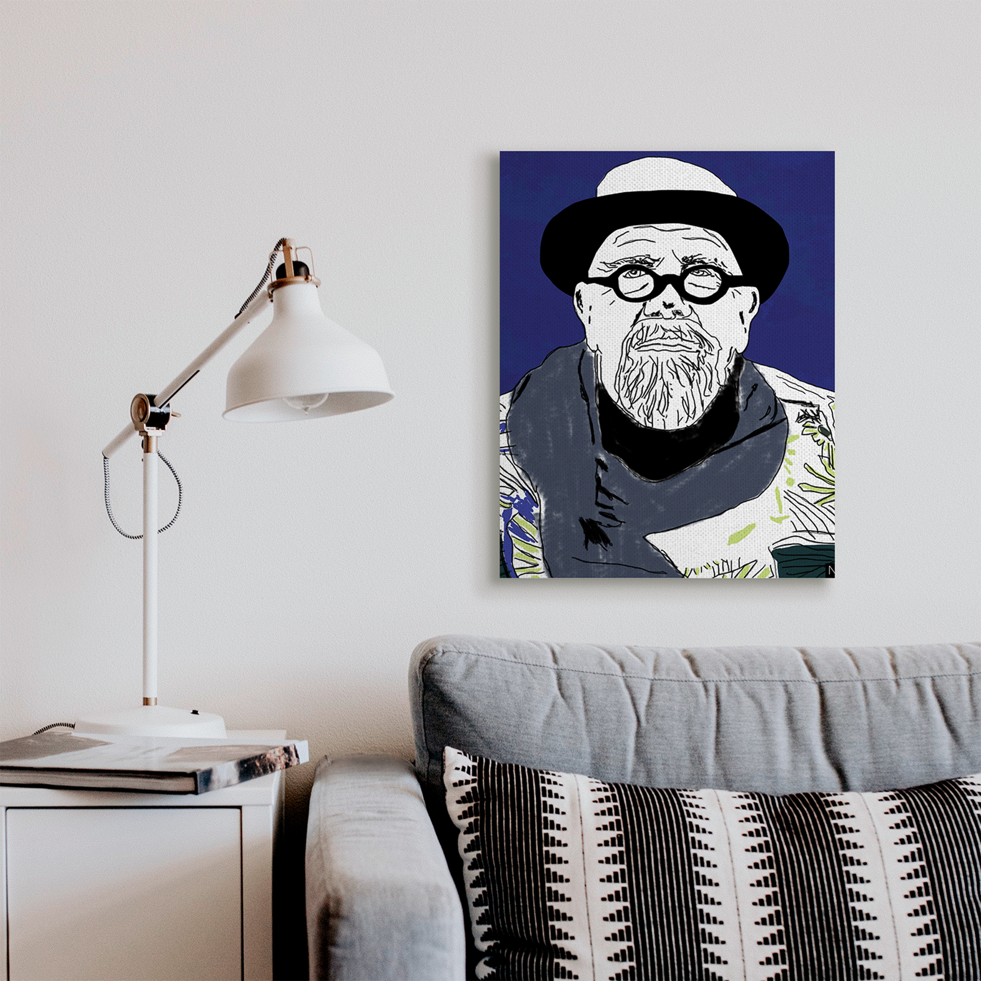 Stupell Industries Chuck in Winter Attire Abstract Artist Portrait Novelty Painting Gallery Wrapped Canvas Art Print Wall Art, 24 x 30