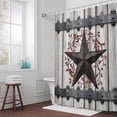 thumbnail image 6 of Country Star Shower Curtain for Bathroom Decor, Vintage Rust Grey Star Berry Rivet Beige Wood Board Waterproof Fabric Shower Curtain, 72"x96" Set with 12 Hooks, 6 of 9