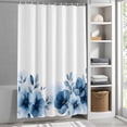 thumbnail image 3 of Blue Flowers Plant Fabric Shower Curtain Watercolors Floral Washable Shower Curtains for Bathroom, Waterproof Bath Curtain with Hooks Home Decor 72x72in, 3 of 8