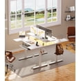 thumbnail image 2 of Sofanext U Shaped Electric Standing Desk  with Keyboard Tray, 48 Inch Height Adjustable Desk with Power Outlets & LED Lights, Writing Computer Desk with Monitor Stand for Home Office, White, 2 of 8
