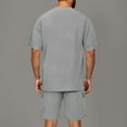 thumbnail image 6 of VBTAPA Men's Fashion 2 Piece Waffle Knit T Shirt and Shorts Sets Summer Beach Outfits Casual Tracksuits Set with Pockets Gray L, 6 of 9