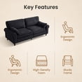 thumbnail image 6 of CQSXDA 80.7 Inches 2-Seater Iron and Wood Frame Corduroy Loveseat Sofa with Rolled Armrests  for Modern Living Room and Small Spaces, Black, 6 of 12