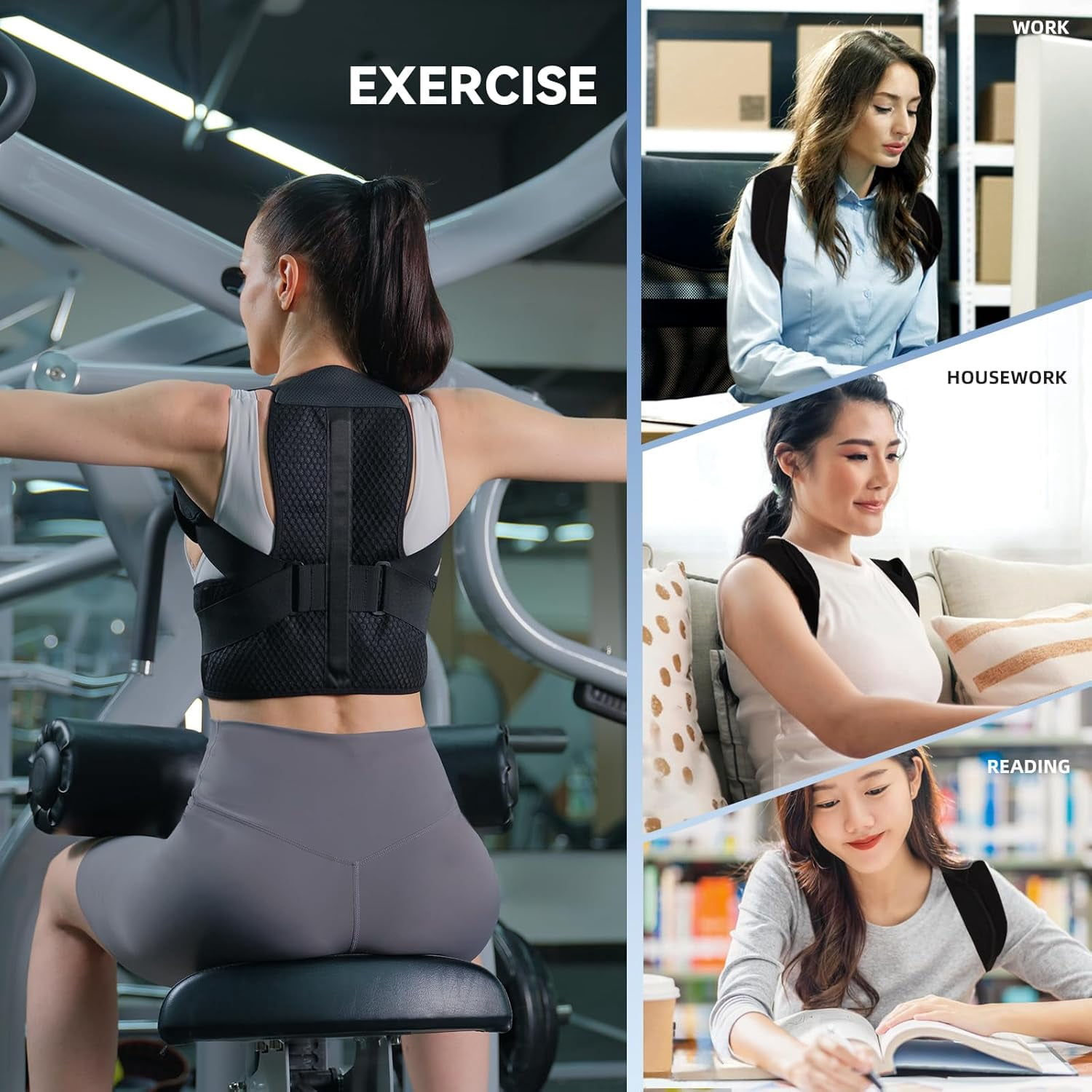 GKTG Posture Corrector for Men and Women, Adjustable Back Brace for Back, Shoulder, Lumbar Pain Relief