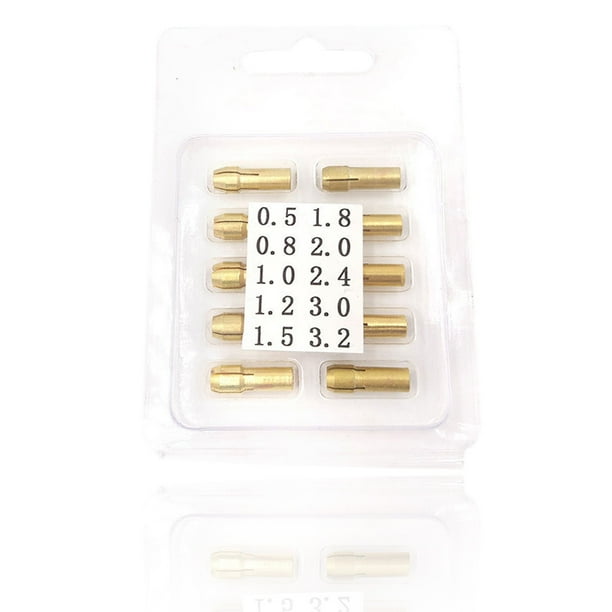 Riwesomey 10 Uds Mini adaptador de portabrocas 0,5mm-3,2mm 4,8mm adaptador de portabrocas Micro pinza de latón para herramienta rotativa eléctrica Herramientas y ferretería Riwesomey GJ3407-00B