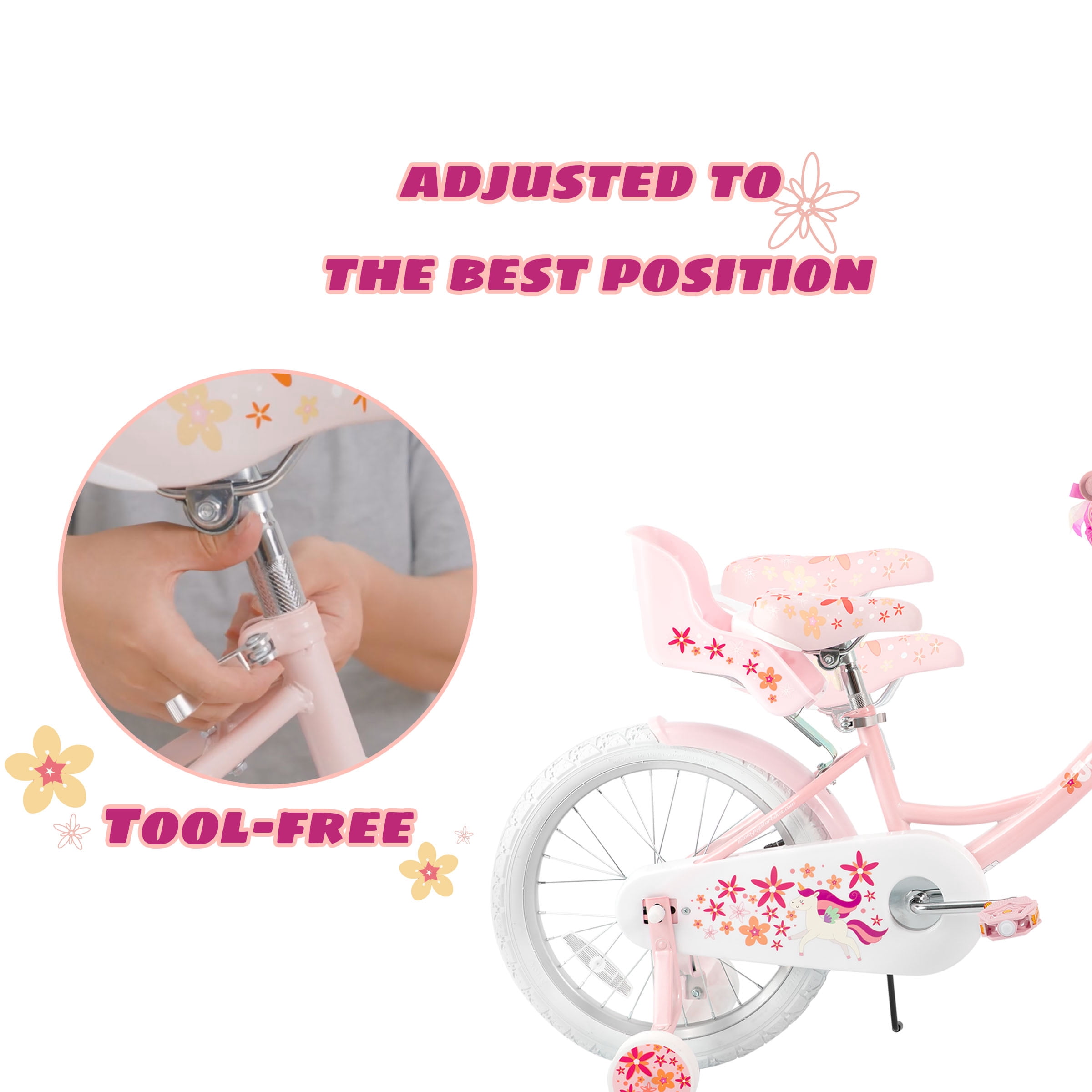 Joystar Unicorn 18inch Girls' Bike, Mint Pink