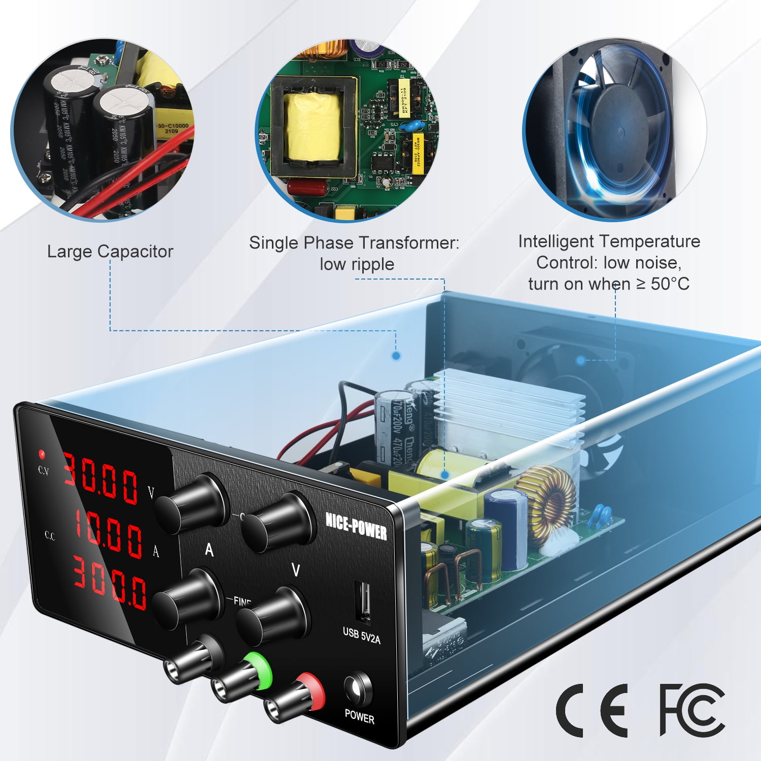 Nice-power Nice-power SPS-D High Precision Bench Power Supply Unit Adjustable Output Voltage 0-30V 0-60V 0-120V Output Current 0-3A 0-5A 0-10A With LC