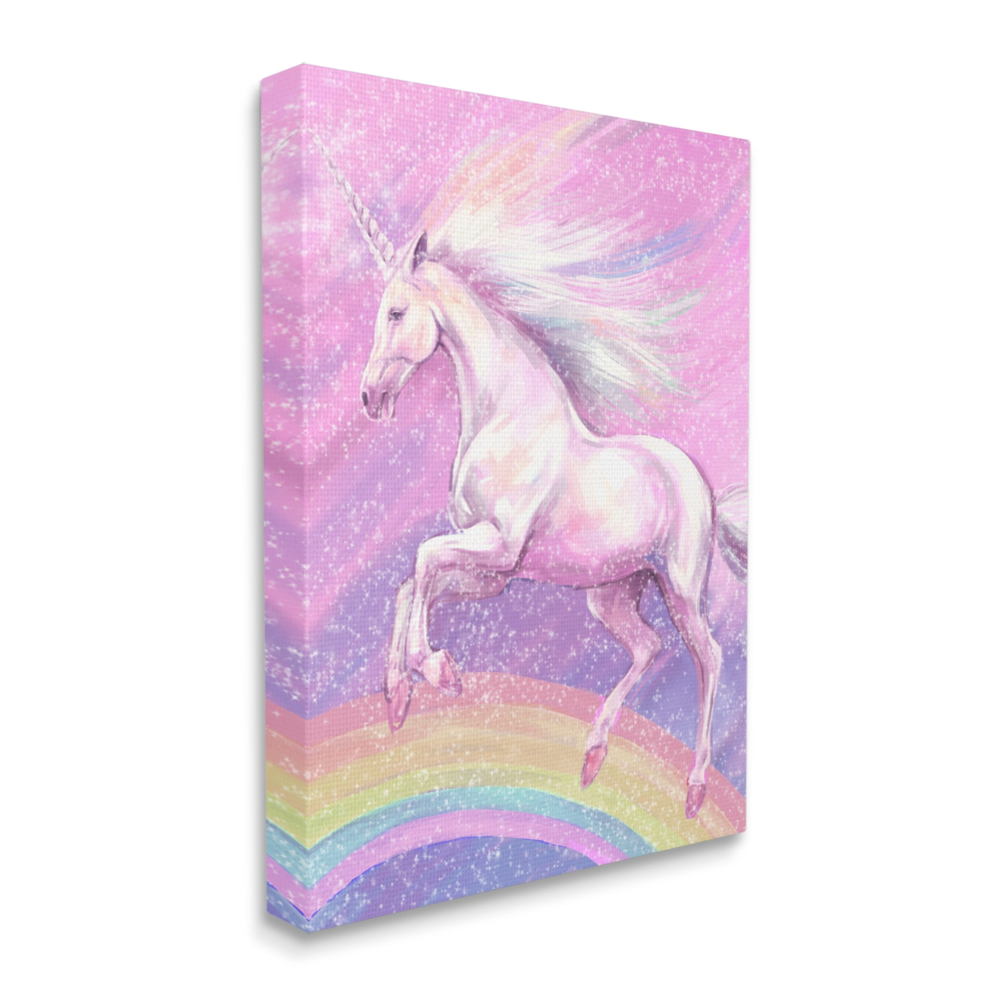 Stupell Industries Rainbow Unicorn Scene Fairy Tales & Fantasy Painting Gallery Wrapped Canvas Print Wall Art, 24 x 30