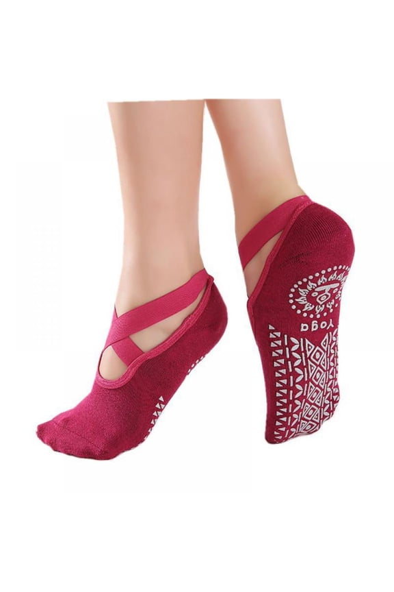 Yoga Socks for Women Non-Slip Grips & Straps, Ideal for Pilates, Pure Barre, Ballet, Dance, Barefoot Workout