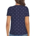 thumbnail image 3 of Honeii Anchors Heart Blue Print Women's V-Neck T-Shirt,Short Sleeve V Neck Tees Tops for Women , Perfect for Work, Travel, and Everyday Wear, 3 of 7