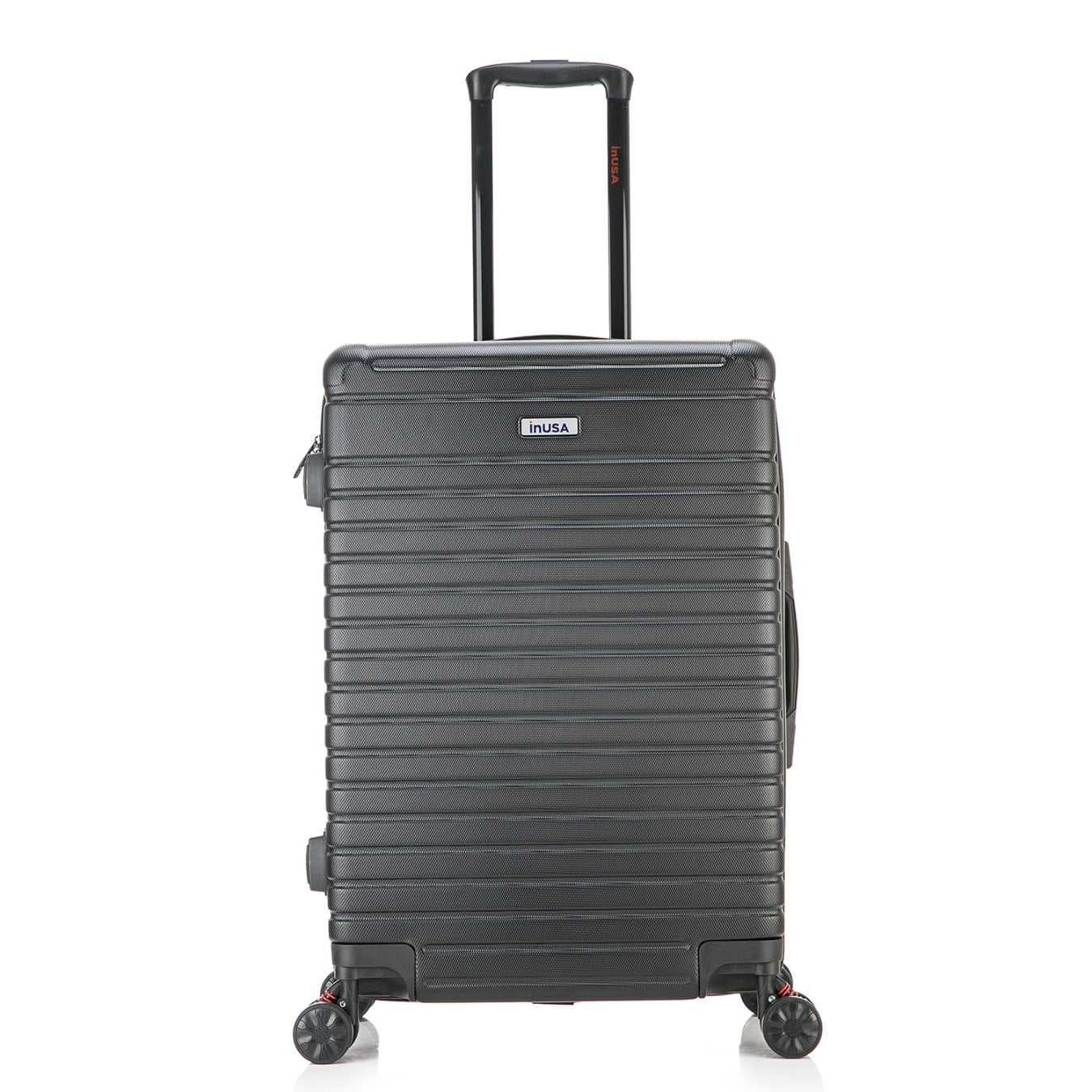 InUSA Deep 24" Hardside Lightweight Luggage with Spinner Wheels, Handle Studs, Trolley, Black