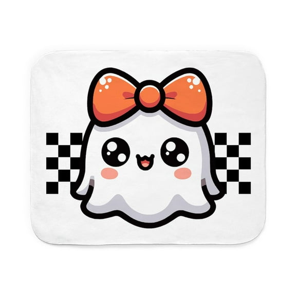 CafePress - Halloween Ghost Cute Checkered - Sherpa Fleece Throw Blanket 60" x 50"