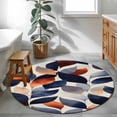 thumbnail image 4 of Navy Blue Burnt Orange Round Area Rug 4 FT, Non Slip Indoor Outdoor Rug, Botanical Abstract Palm Leaf Washable Soft Circular Carpet Non-Shedding Floor Mat for Coffee Table Nursery Foyer Balcony, 4 of 8