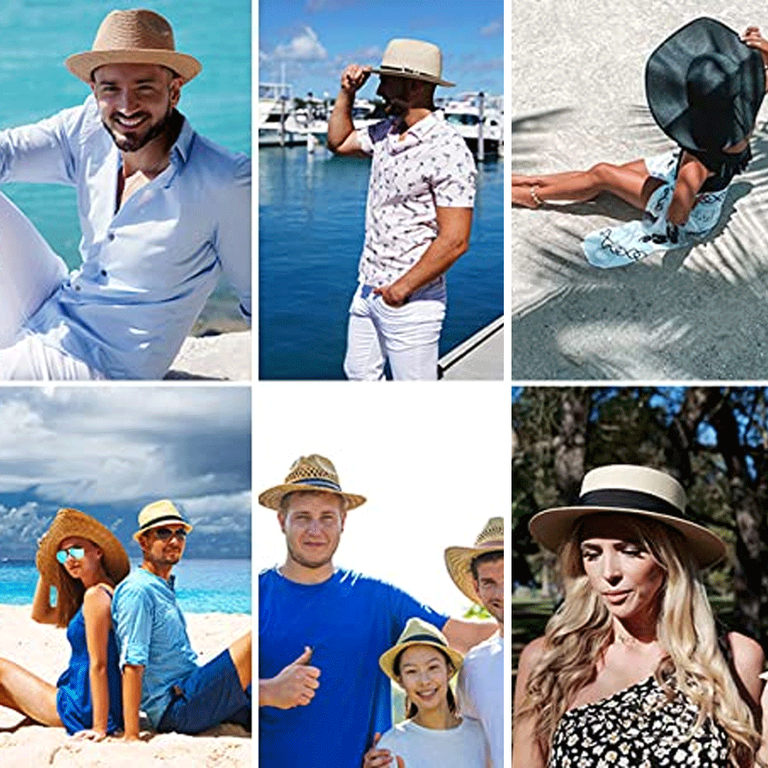 Beach straw hat summer seaside outing big brim sunscreen sunshade vacation  big edge sun hat sun hat - Khaki 