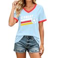 thumbnail image 2 of Women's Football Graphic T-Shirt, Women's V-Neck Short Sleeve Letter Print T-Shirt for Casual Summer for Soccer Tournament 2026 Blue Size: 2XL, 2 of 5