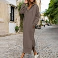 thumbnail image 2 of Ashirexll Robes d'Été pour Femmes, Robes Décontractées pour Femmes, Robe Décontractée Unie à Capuche avec Poches et Fente, 2 of 7