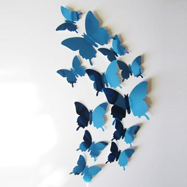 Wall Stickers Decal Butterflies 3d Mirror Wall Art Home Decors Blue Walmart Com Walmart Com