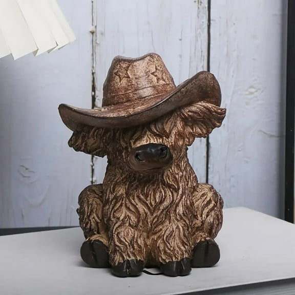 Highland Cow Resin Figurine Spring Highland Cow Gnomes with Flower for Spring Summer Garden Table Shelf Home Decor Calf Gnome Herd Gifts