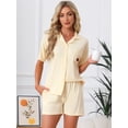 thumbnail image 5 of DARING DIVA Women's Solid Pajama Sets Short Sleeves Cute Soft Elastic XL Light Yellow, 5 of 7