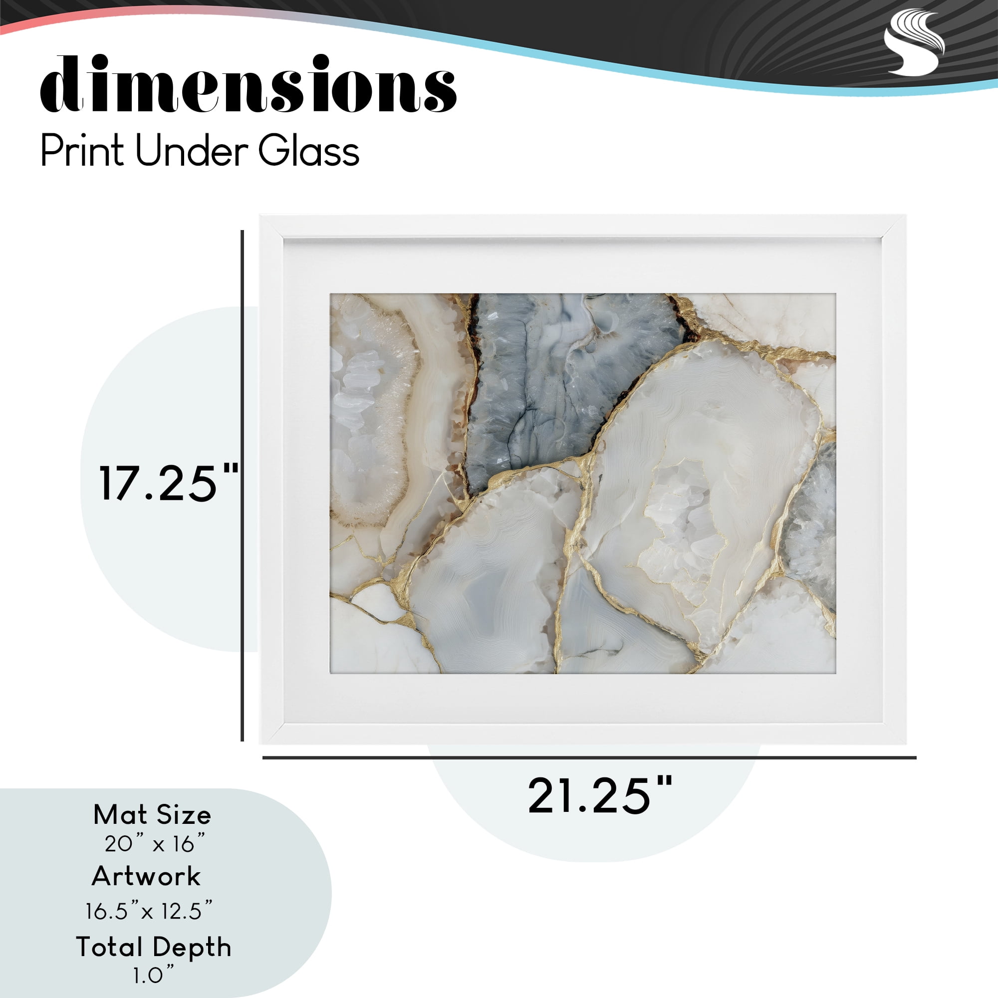 Stupell Industries Golden Vein Quartz White Framed Print Under Glass, design by Svetlana Aleynikova