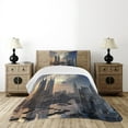 thumbnail image 4 of Ambesonne City Quilted Bedspread Set 2 Pcs, Spacecraft in Formation, Twin Size, Peach Tan Blue, 4 of 5