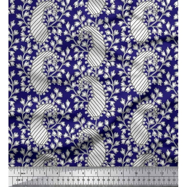 Soimoi Rayon Fabric Floral & Paisley Block Print Sewing Fabric Yard 56 Inch Wide