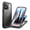 Black, variant on PlusAcc For iPhone 14 Pro Waterproof Shockproof Dustproof Case with Built-in Clear Screen Protector Rugged Cover - Blue