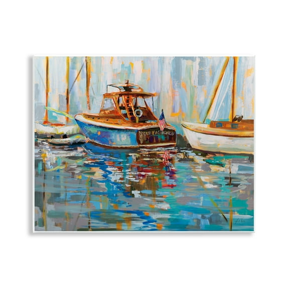 Stupell Industries Old Fashioned Boat Harbor Nautical & Beach Painting Unframed Art Print Wall Art, 14 x 11