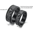 thumbnail image 5 of KATGI Ti Black Titanium Steel English Bible Frosted Cross Band Ring (Men), 5 of 6