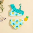 thumbnail image 5 of Girl Swimsuit Size 6 One Shoulder Prints Swimsuits Kids Two Piece Bathing Suits Ruffle Beach Swimwear,Mint Green,4-5 Years, 5 of 5