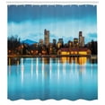 thumbnail image 3 of Ambesonne Urban Shower Curtain, Ferril Lake at Morning, 69"Wx84"L, Sky Blue Yellow Orange, 3 of 3