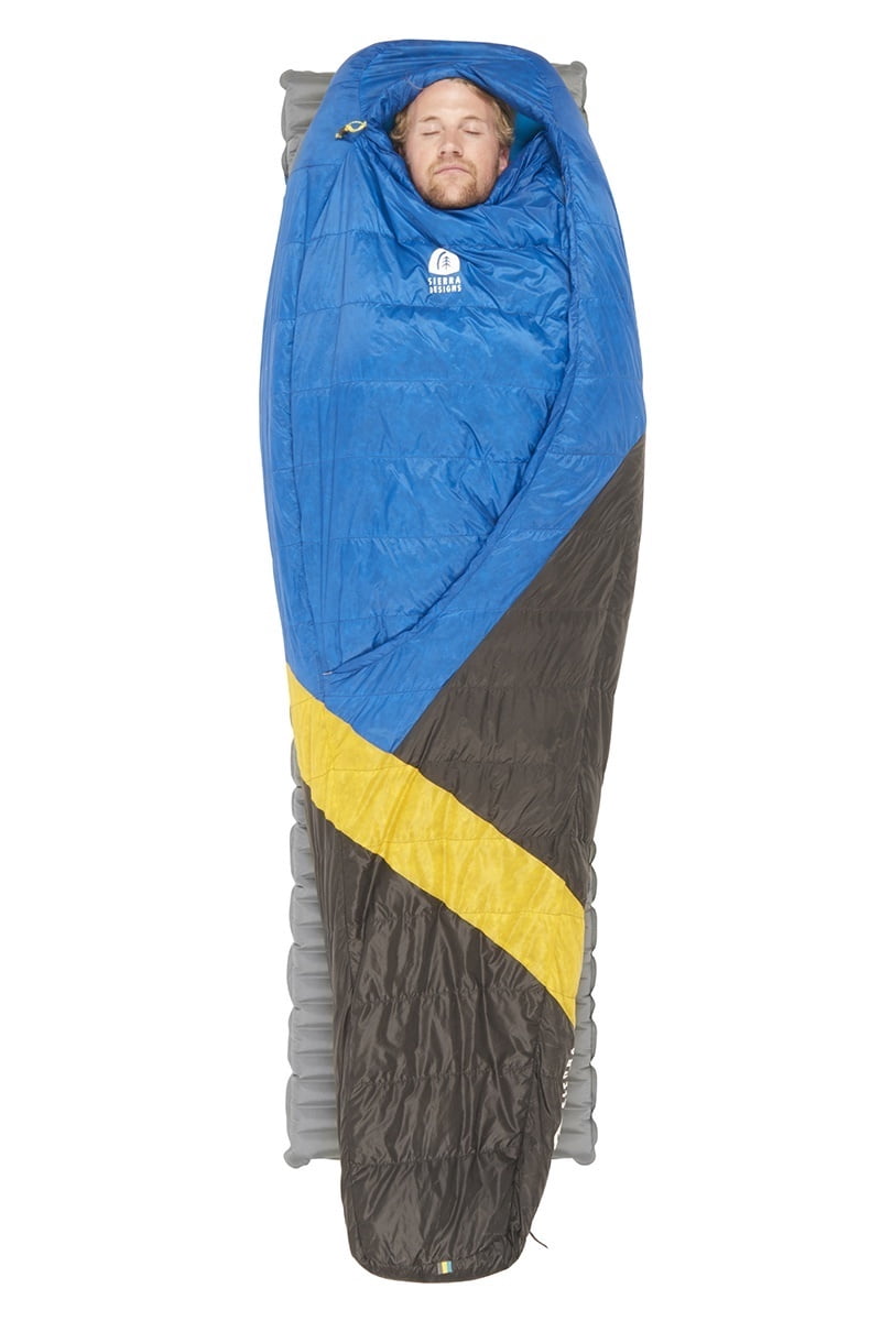 Sierra Designs Cloud 800 Dridown 35 Degree Sleeping Bag, Blue/Yellow/Peat, Regular