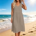 thumbnail image 6 of Admvng Women's Dress V Neck Sleeveless Casual Stretchy Summer Mid-Length Dress, 6 of 7