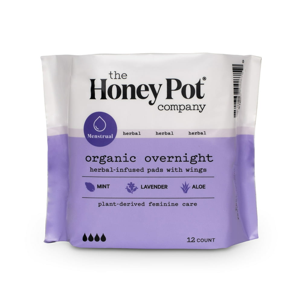 The Honey Pot Company Organic Herbal Overnight Pads, 12 Count Walmart