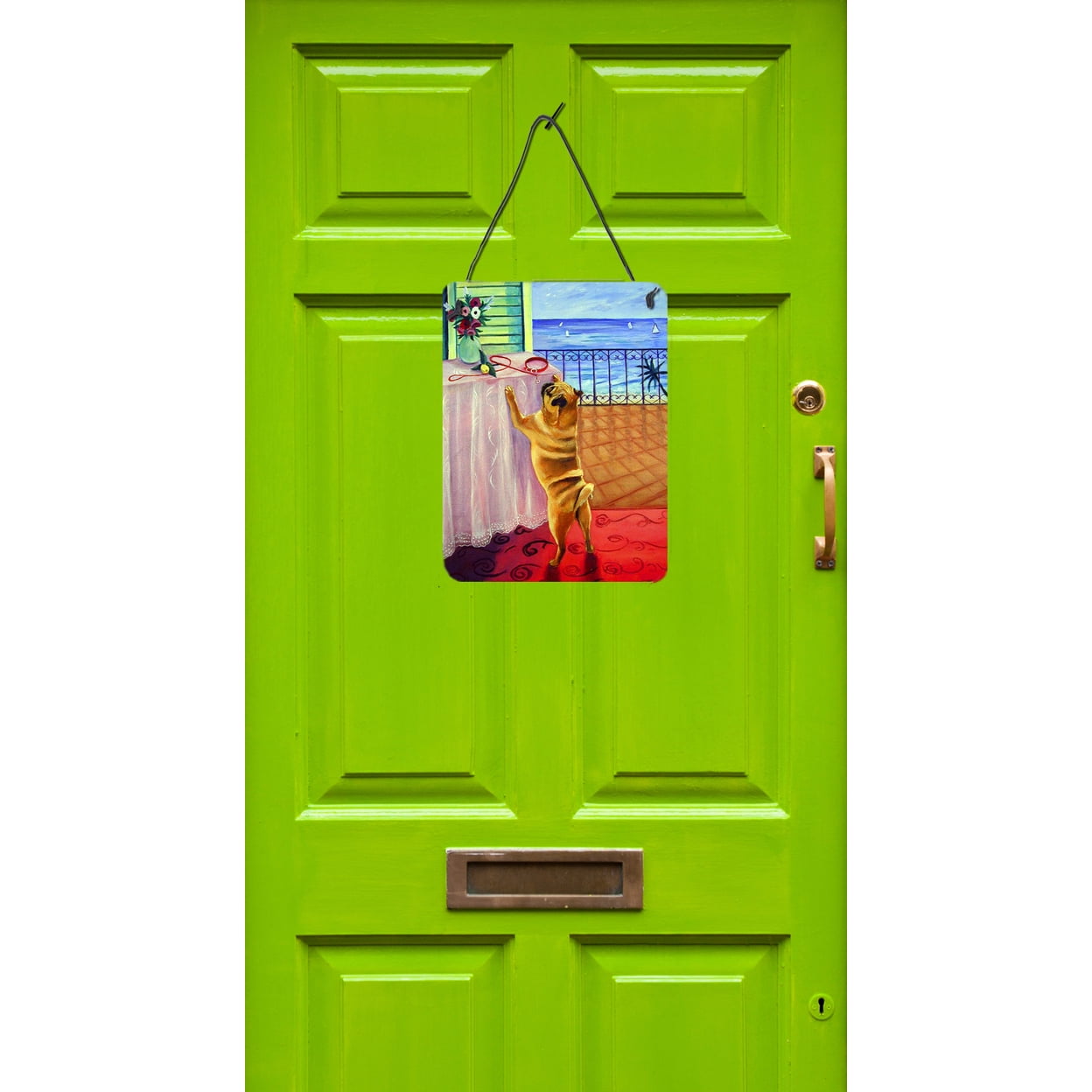 Carolines Treasures 7027DS1216 Helping Himself Fawn Pug Wall or Door Hanging Prints 12x16 multicolor
