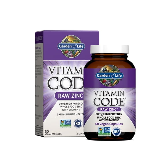 Garden of Life Vitamin Code Raw Zinc, 60 Vegan Capsules