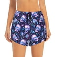 thumbnail image 4 of Lsque Blue Skull Crystal Printed Women's Running Shorts with Liner Pockets,Elastic Quick Dry Workout Athletic Gym Yoga Shorts,Womens High Waist Shorts-X-Large, 4 of 9